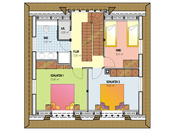 Grundriss vom Obergeschoss von Haus Sonneneck